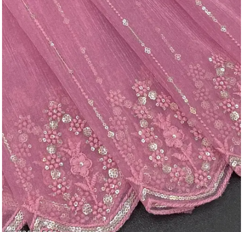 Hybiscus Floral Embroidered Latkans saree Hybiscus Floral Embroidered Latkans saree - Image 2