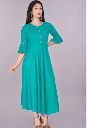 Women’s Solid Fiary Aqua Kurti Women's Solid Fiary Aqua Kurti - Image 3