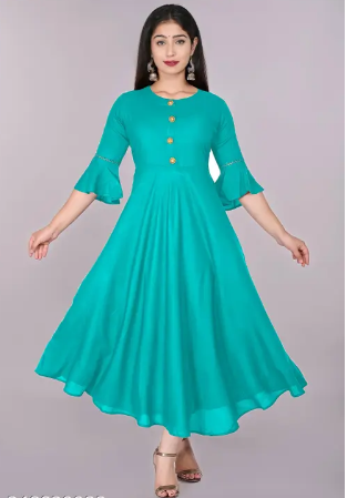 Women’s Solid Fiary Aqua Kurti Women's Solid Fiary Aqua Kurti
