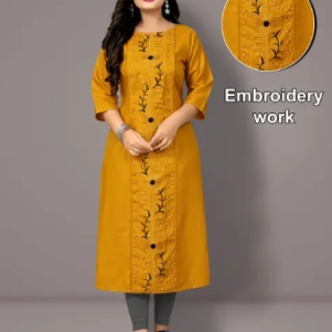 Fiesta Women Cotton Blend Embroidered Plus Size Kurtis