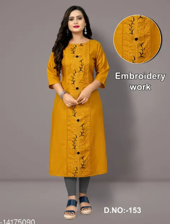 Fiesta Women Cotton Blend Embroidered Plus Size Kurtis Fiesta Women Cotton Blend Embroidered Plus Size Kurtis