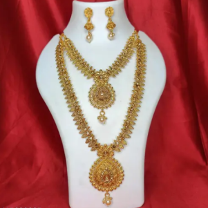 Dhanvi Gold Plated Long Necklace with Elite Stones